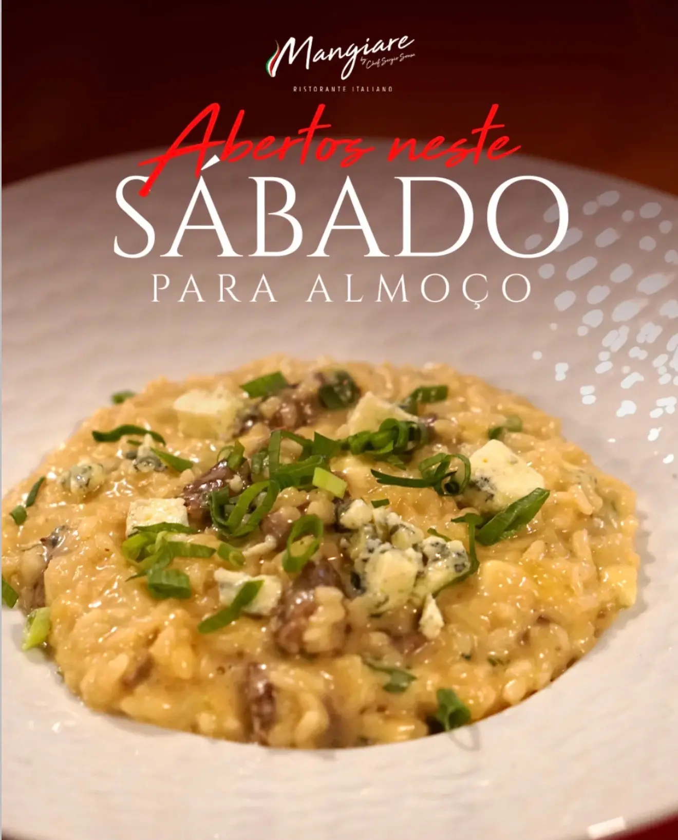 Risoto com gorgonzola e nozes, na chamada Abertos neste sábado para almoço